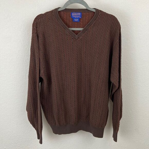 Vintage Pendleton Knit V-Neck Brown Sweater size Medium - Picture 1 of 4